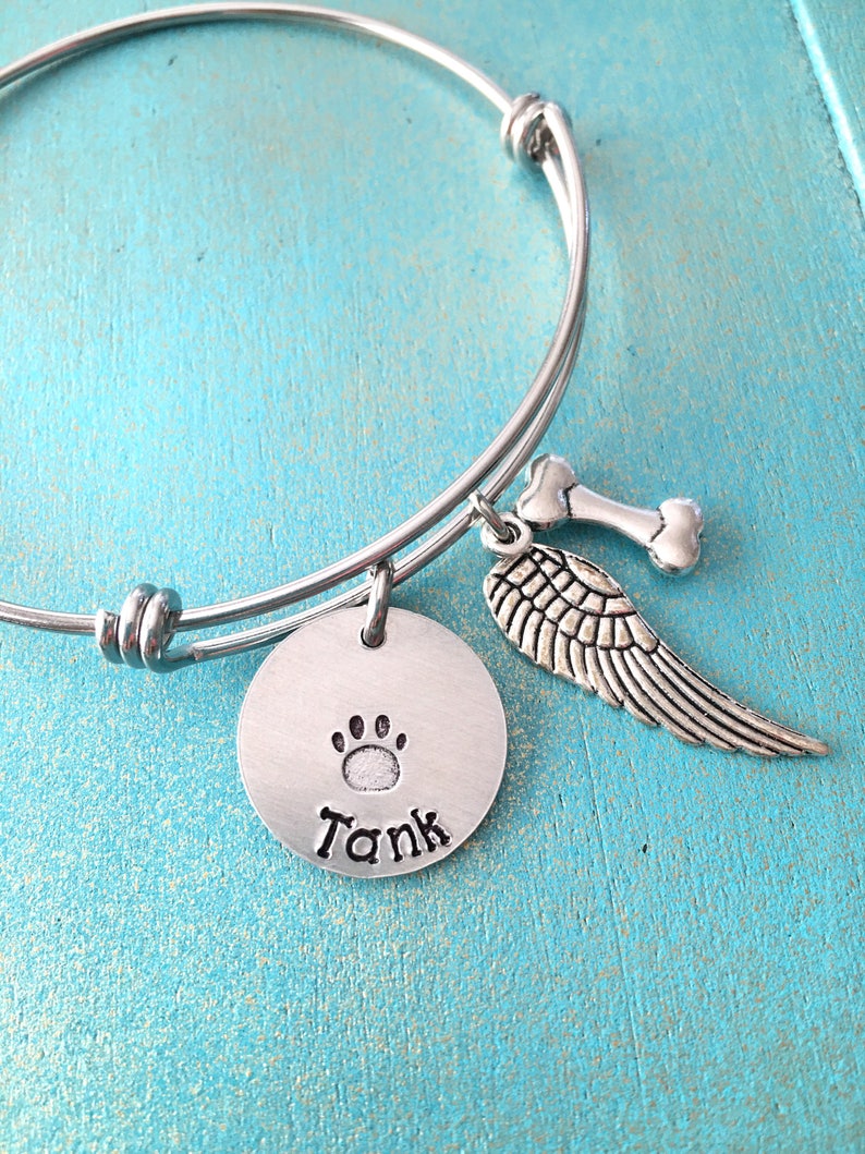 Personalized Pet Memorial Bangle Bracelet Dog Memorial Etsy