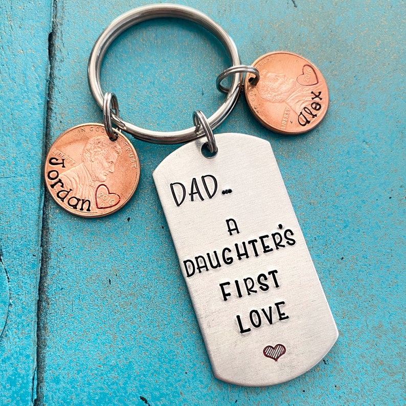Personalized Dad Keychain Fathers Day Gift From Daughter Etsy