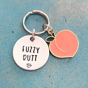 Personalized Peach Pet ID Tag, Custom Funny Fuzzy Butt Pet Identification Tag, Customizable Dog Tag For Female Dog, Peach Gift