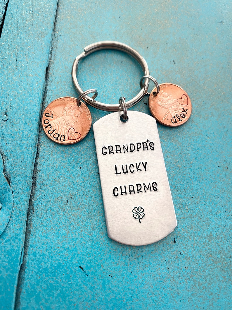 Grandpa Keychain, Fathers Day Gift For Grandpa, Papa Personalized Gift For Him, Grandpa Birthday Gift, From Grandkids image 1