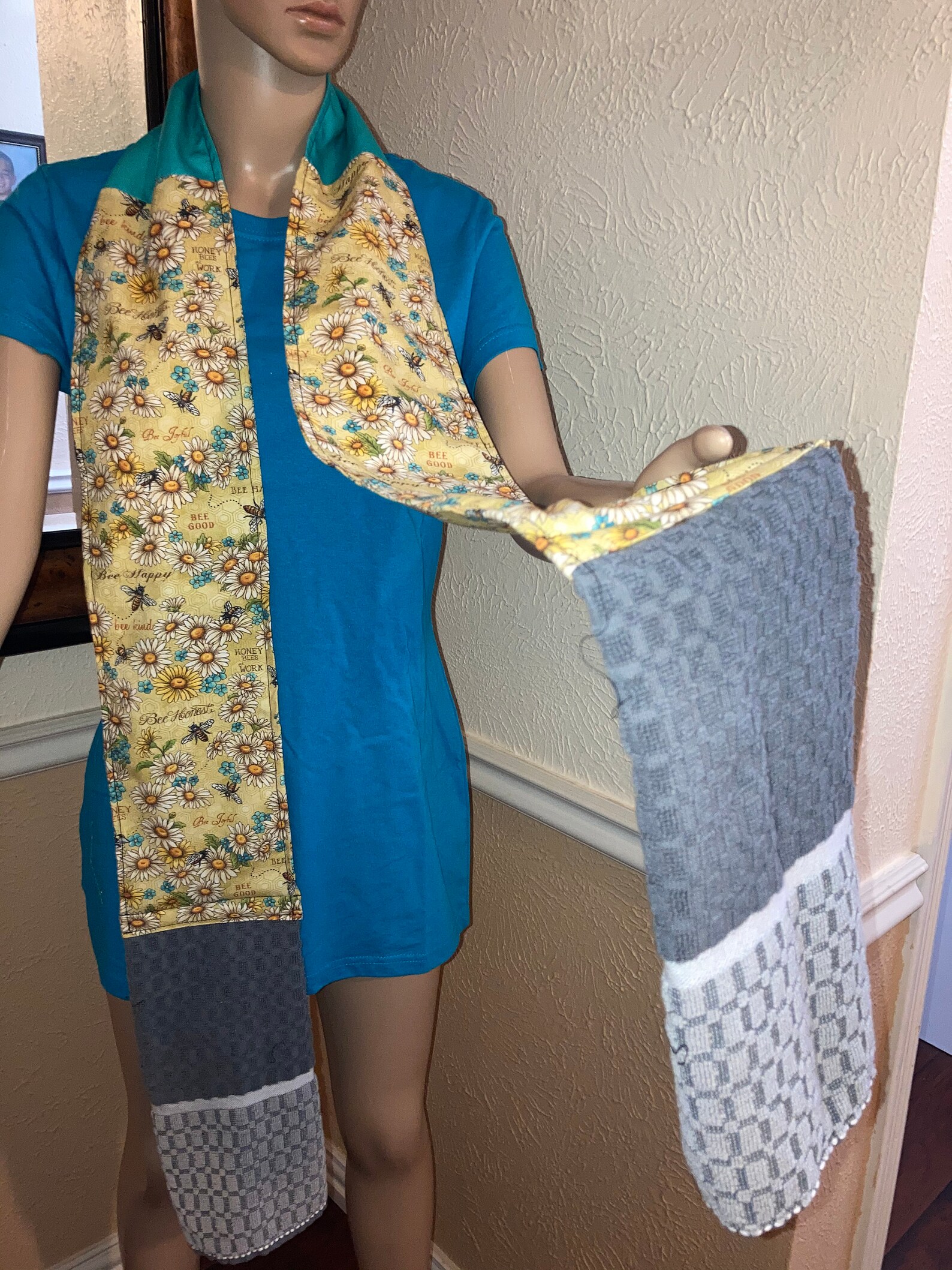 Kitchen Boa Towel Scarf Kitchen Neck Wrap Hand Towel Bee Kind Etsy