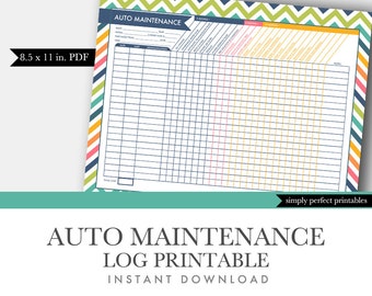 Auto Maintenance Log - Vehicle Maintenance Log - Car Maintenance Log - Printable PDF Letter Size