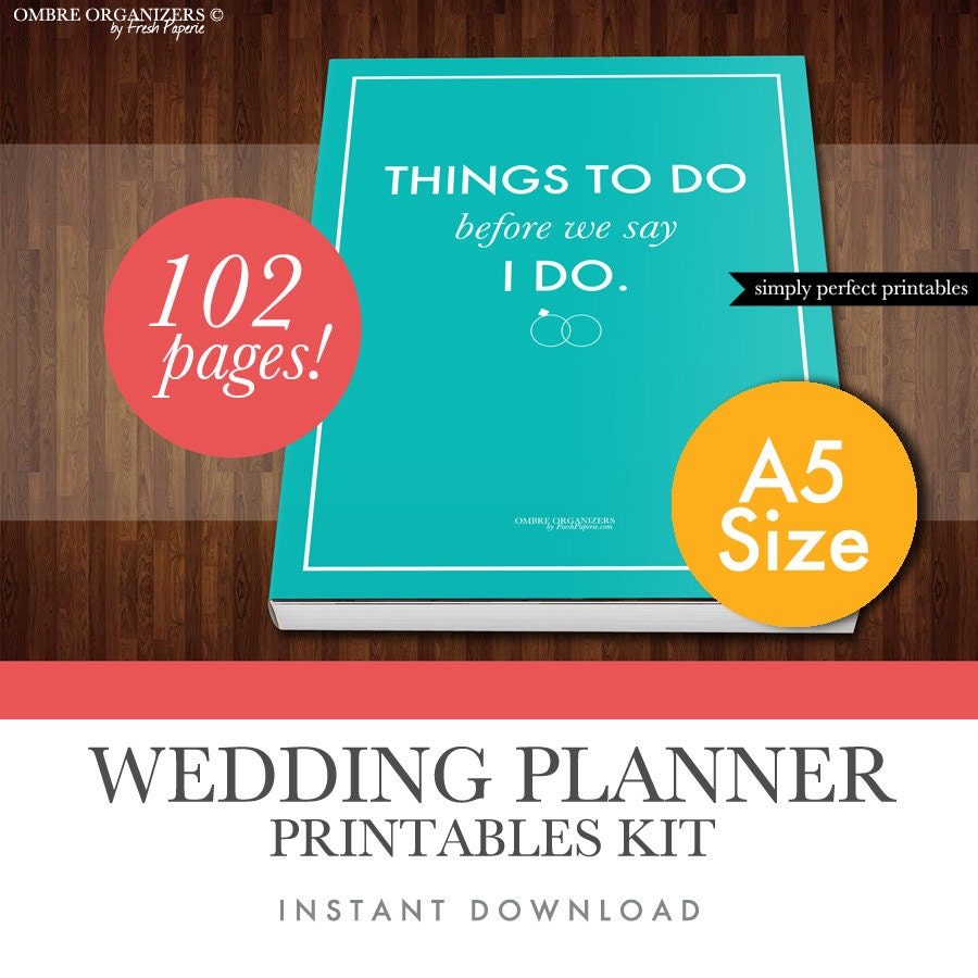 Wedding Planner Kit PDF Digital Printables A5 Size 5.8 X Etsy