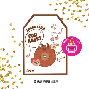 Valentine You Rock Schallplatte Klassenzimmer Valentinstag Geschenkanhänger, Retro Rock n Roll Mitarbeiter Lehrer Mitarbeiter Freund Party Favor Groovy Party