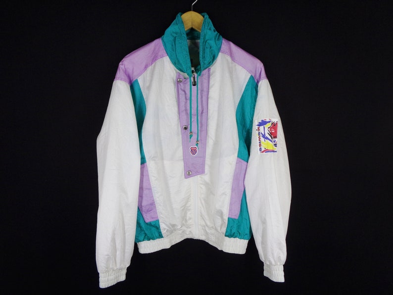 K Swiss Jacket Vintage K-Swiss Windbreaker Vintage 90/'s K-Swiss Made In Japan Color Block Windbreaker Jacket Size L