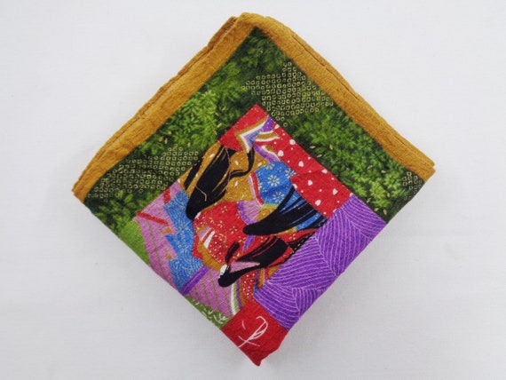Japanese Geisha Handkerchief Vintage Japanese Geis