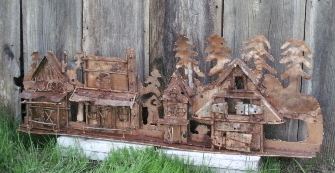 Old West Downtown Metal Sculpture Made of Recycled Metals Etsy