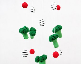 Felt Broccoli Baby Mobile: Vegan Nursery Decor