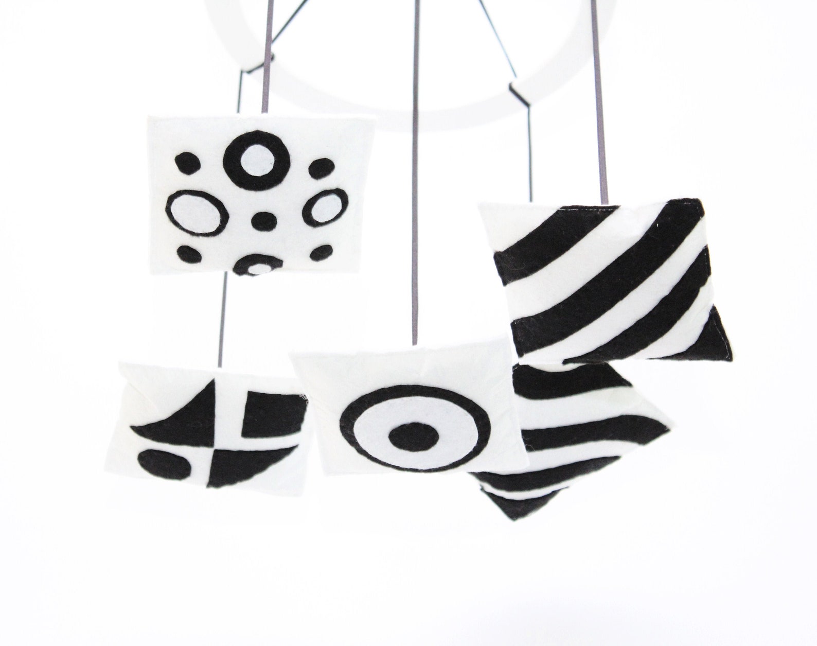 Baby Mobile Black and White Monochrome. First Newborn Toy. Gender Neutral Baby Shower Gift