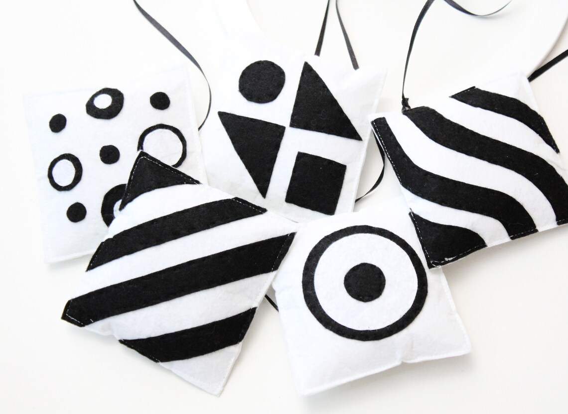 Baby Mobile Black and White Monochrome. First Newborn Toy. Gender