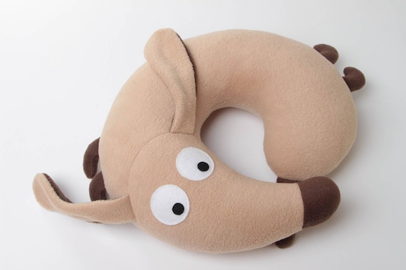 Dachshund travel pillow for kids and adults - Dog stuffed toy - Animal kid room decoration - Dog lover gift for friend. Click for more info!