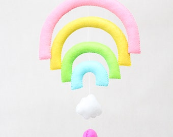 Rainbow baby mobile - Cloud mobile - Pastel nursery