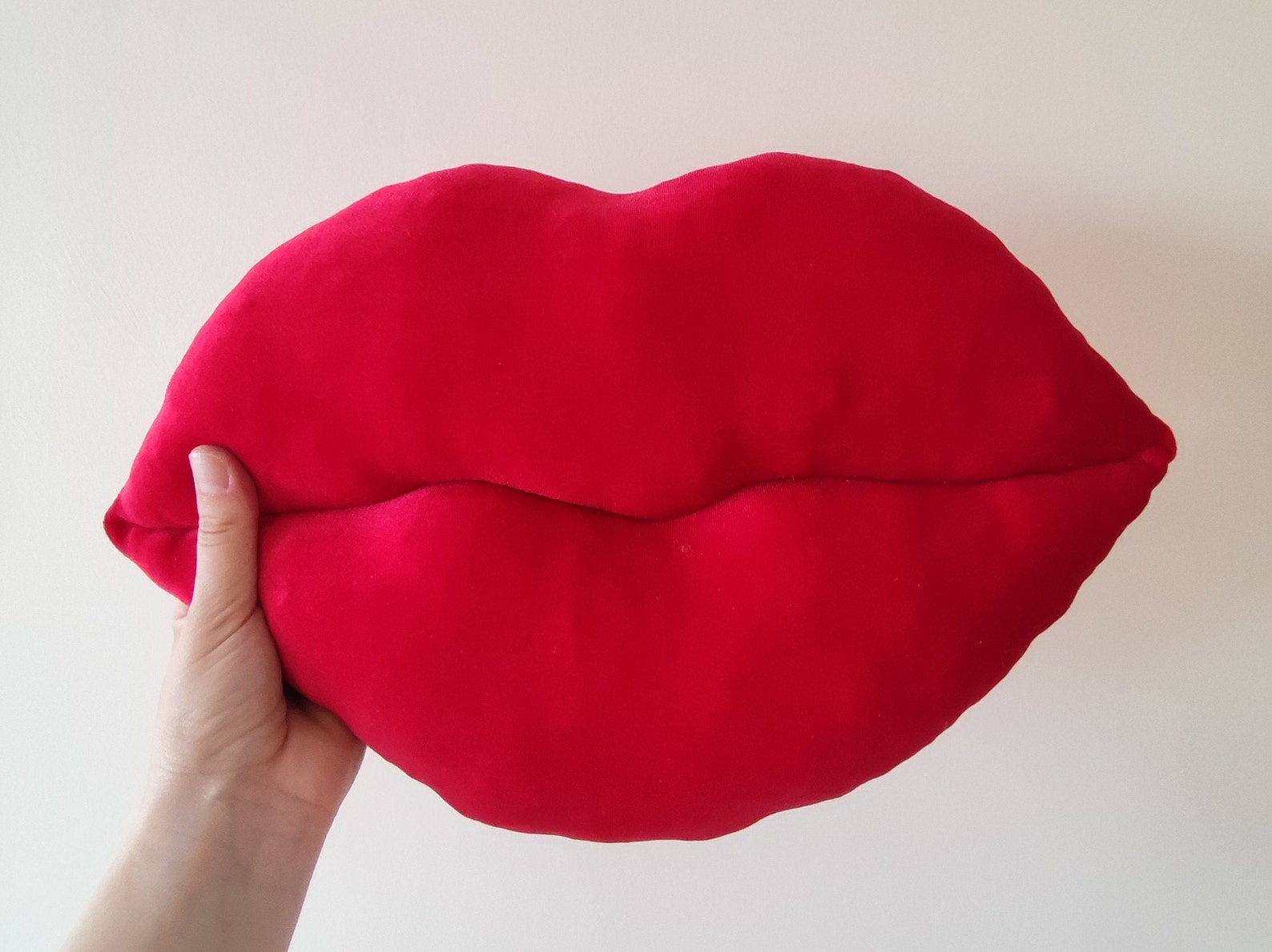 Red Lips Kiss Pillow Velvet Popart Home Decor for Modern Etsy