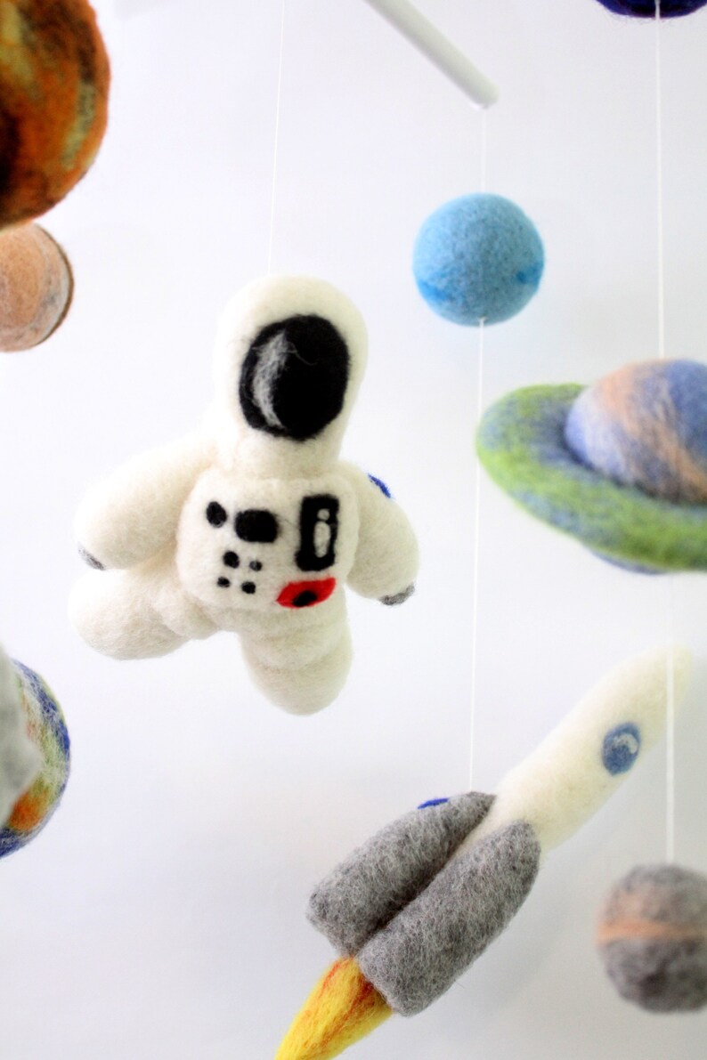 baby mobile for space themed nursery with rocket and Etsy