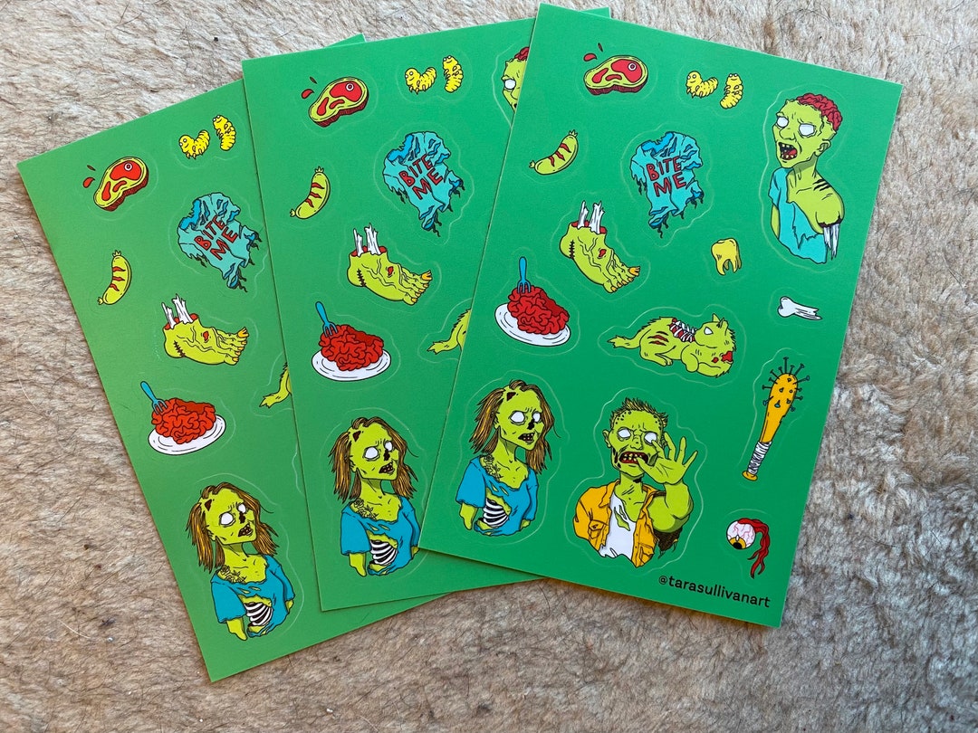 Spooky Sticker Sheet Zombie Stickers Halloween Planner Sticker Pack Bullet Journaling Bujo