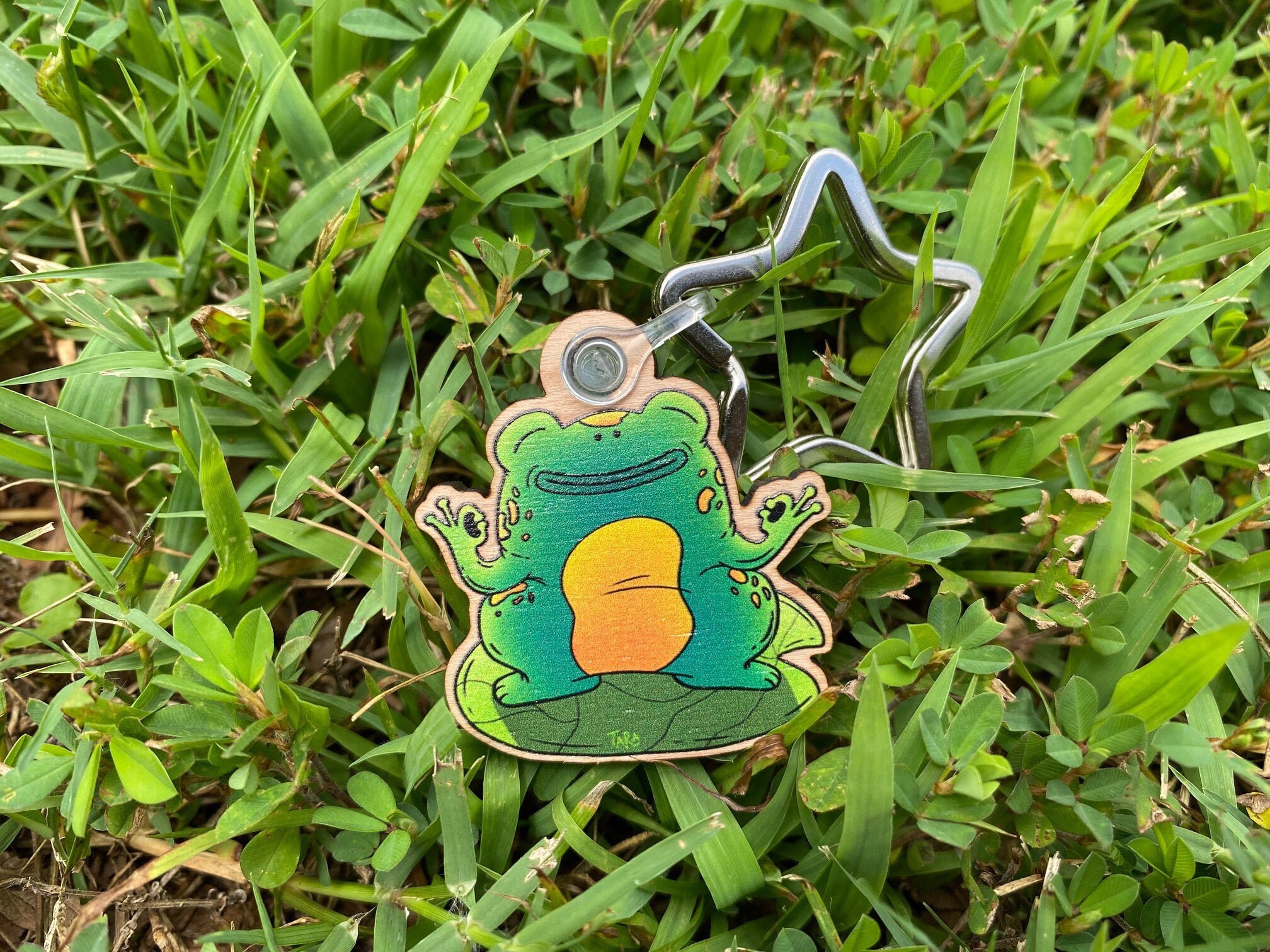 Frog Keychain Meditating Frog Keychain Frog Art Cute Etsy UK