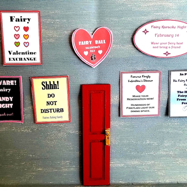 Fairy Door Valentine Accessory Printable, DIGITAL FILE ONLY