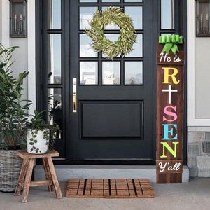 BEST SELLER He is Risen Easter Porch Sign Premium Cedar Resurrection | 5FT