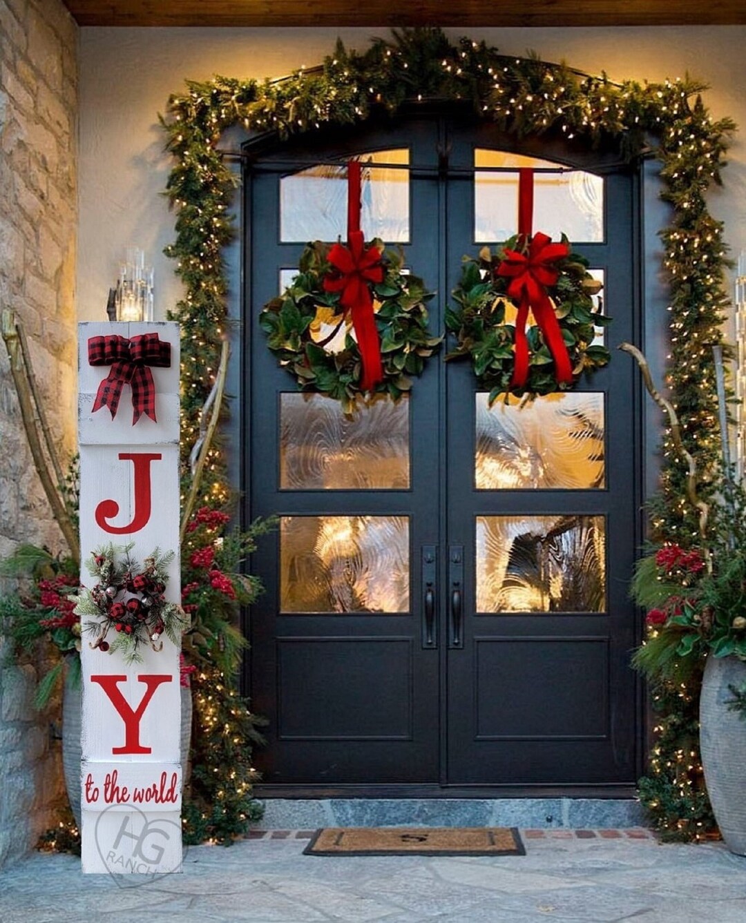 Christmas Porch Sign Joy to the World Christmas Wreath - Etsy