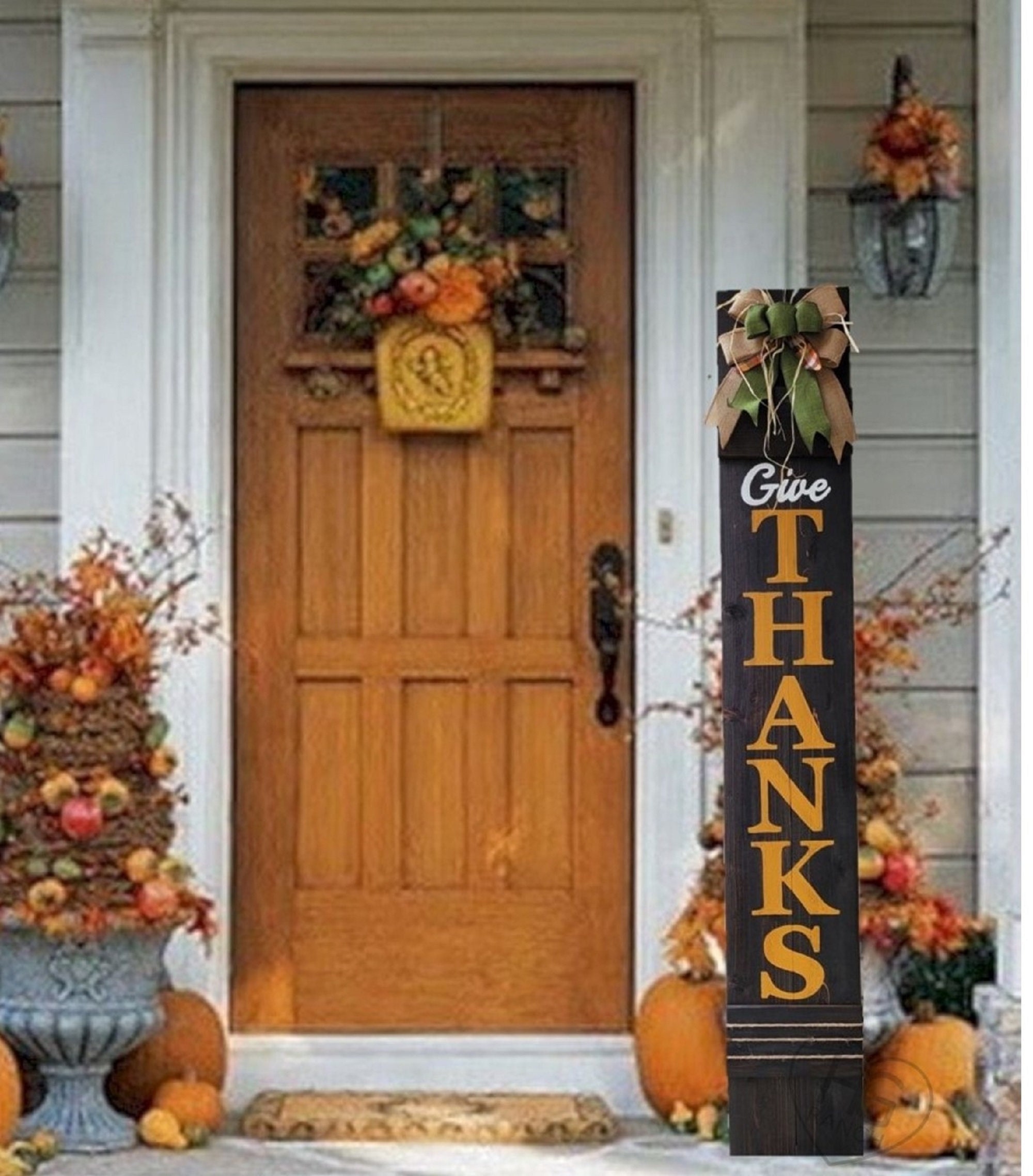 Gift Boutique Thanksgiving Hanging Welcome Friends Sign Decoration Harvest Wheelbarrow Wooden Wall Plaque Fall Autumn Front Door Banner for Home Indoor Outdoor Garden & Yard Party Supplies Decor 