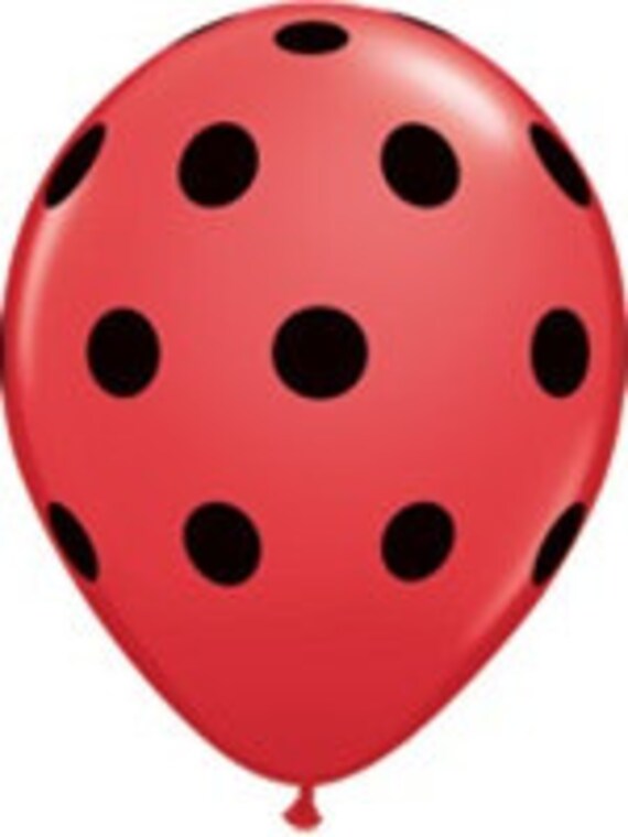 Items similar to 8 - Red & Black Polka Dot Latex balloons birthday