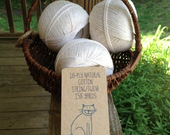 158 Yards 10-Ply 100% Natural Cotton Twine / String • Bakery String • Box String • Crafts • Cooking String • Deli Twine • Butcher Twine