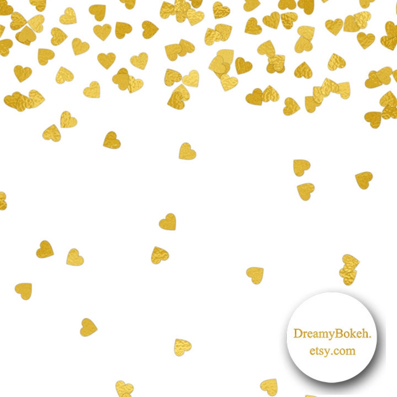 Gold foil hearts confetti digital paper frames borders 12x12 Etsy