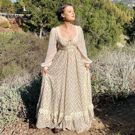 Gunne Sax by Jessica Floral Dress rare 70s prairie