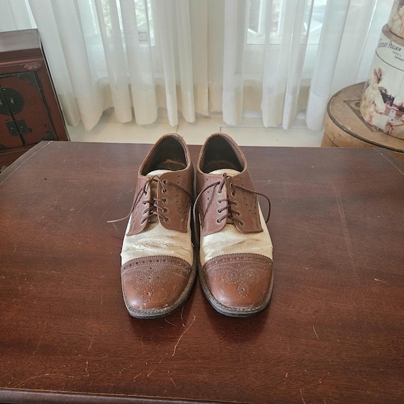 Vintage Two-Tone Leather Brown Oxford Shoes