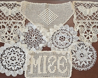 Fine Antique Filet Crochet, Bobbin Lace, and Lace Crocheted Doilies and Settee Protectors (Please Read Description)