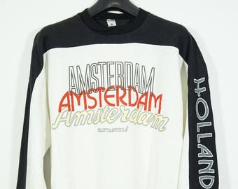 Vintage 90s Amsterdam Holland Netherlands Two Tone Sweater Size Xlarge XL / Armterdam Sweater / Holland Sweater / Netherlands Sweater