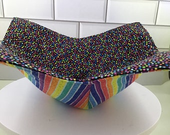 Bowl Cozy - Rainbow Stripes and Small Dots