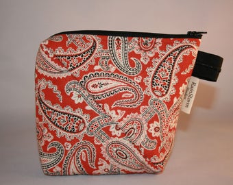 Orange Paisley  - Notions Pouch L