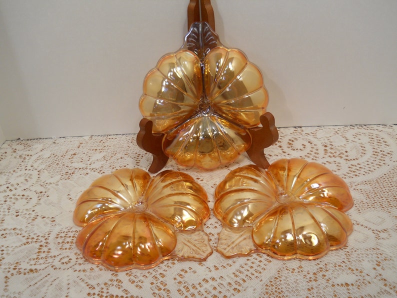 Orange Carnival Glass Fruit or Nut or Candy Dish