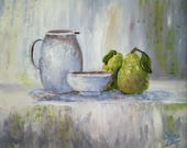 Original painting 8x10 canvas board Still Life Pears FREE SHIPPING