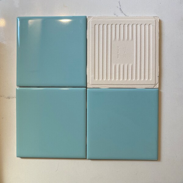 Vintage Mexican 4x4 Aqua Glow Dal Tile Ceramic Tile semi gloss, Bathrooms, Kitchen backsplash, Mosaics, floors, retro tile, vintage tile