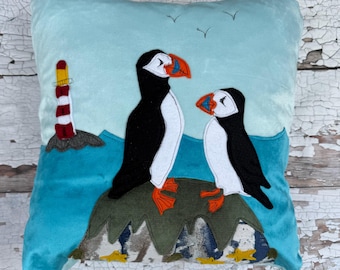 Puffin cushion