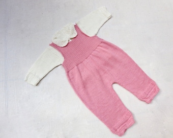 Two Piece Set for Baby Girl Cashmere/Ramie/Linen/Silk Blend - Knit Romper/T-Shirt Set