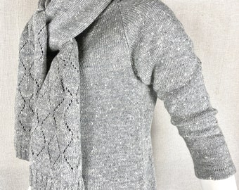 Hand Knit Set -  Pullover and Scarf - Cashmere/Silk/Mohair/Lurex