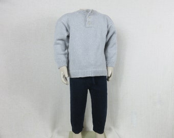 Suéter y pantalón de cachemira / lana tejidos a mano para niños pequeños - Talla 12-18M