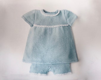 Two Piece Set for Baby Girl - Cashmere/Linen Blend - Yarn from Loro Piana