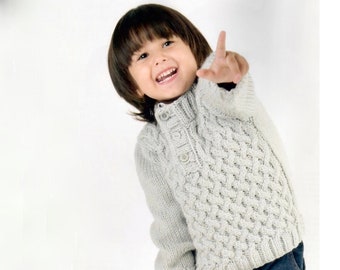 Hand Knit Sweater for Toddler - 30 Cashmere 70 EF Wool - Free Shipping in US