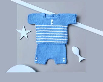 Knit Cashmere/Cotton Set for Baby Boy - Shorts and T-Shirt