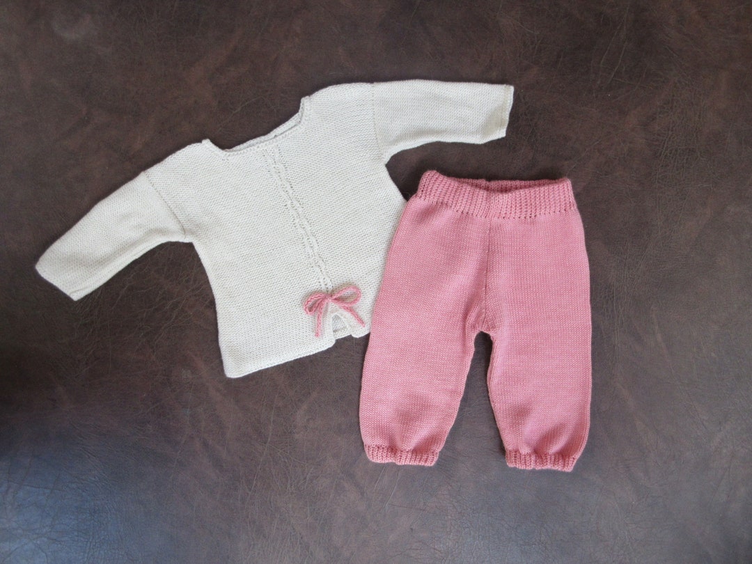 Baby Girls Ivory/Tan knit pants set
