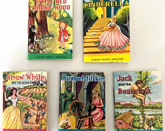 1960's Shackmans Mighty Midget Books Set of 5 Classic Fairy Tales Little Red Riding Hood, Cinderella, Snow White, Rapunzel, Jack & Beanstalk