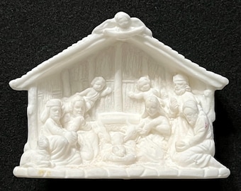 1950's Carved Salt Stone Nativity by Art Mark, Made in Italy.