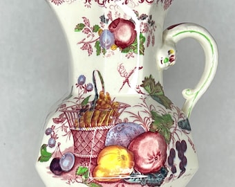 Jarra de hierro de Mason de la década de 1920: Inglaterra, "Fruit Basket", cerámica transferible