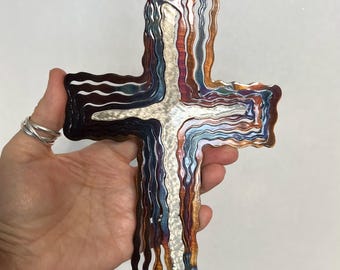 Vintage Spiral wall Cross by David Broussard, Signed