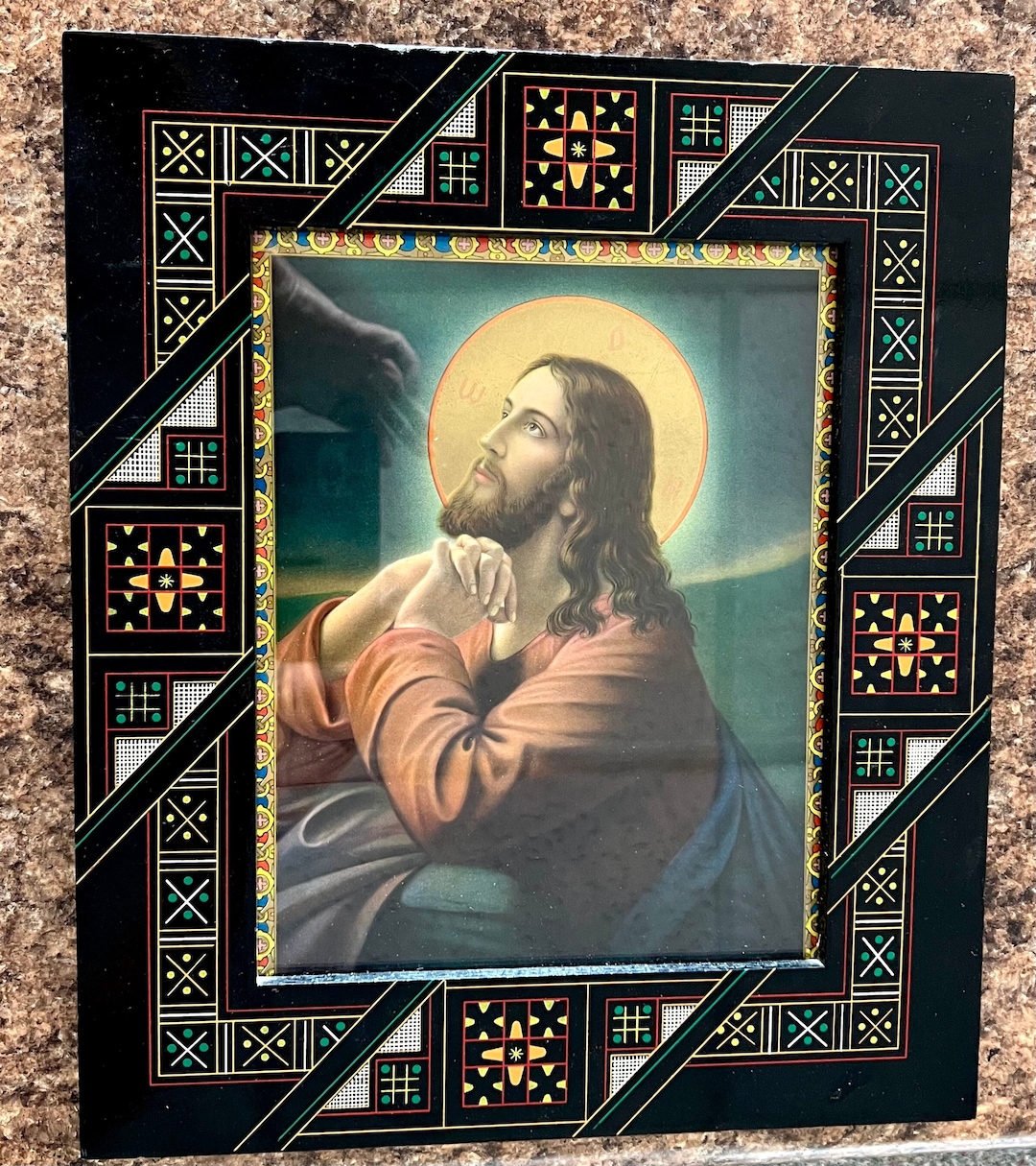 Vintage Picture of Jesus Christ Praying in the Garden of Gethsemane