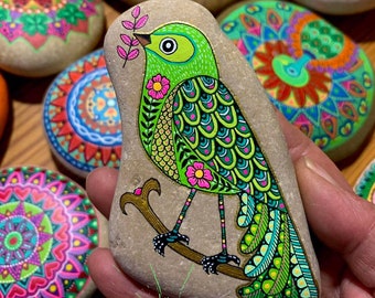 Bird Stone - Hand Painted - I Sassi dell'Adriatico (Adriatic Sea Stone)
